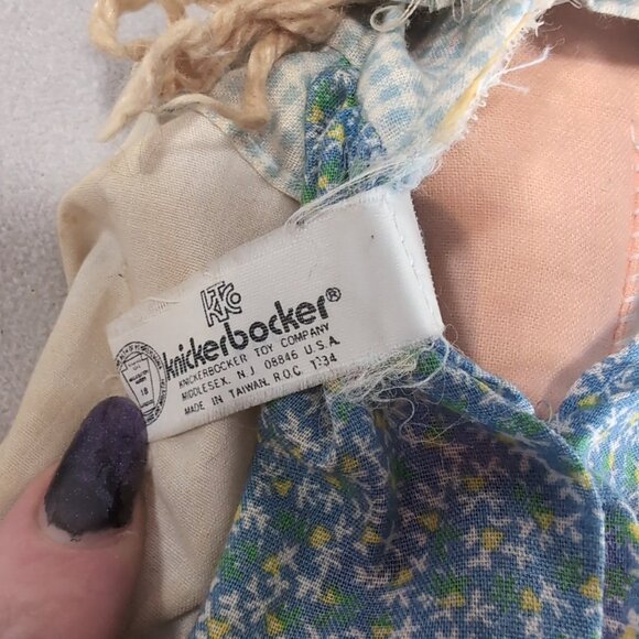 Holly Hobbie Knickerbocker American Greetings Blue Dress Plush Rag Doll Vintage - Picture 11 of 13